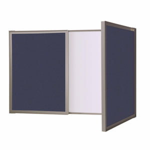 VisuALL PC Whiteboard Cabinet with Fabric Bulletin Board Exterior Doors-Boards-Blue-