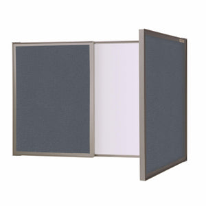 VisuALL PC Whiteboard Cabinet with Fabric Bulletin Board Exterior Doors-Boards-Gray-