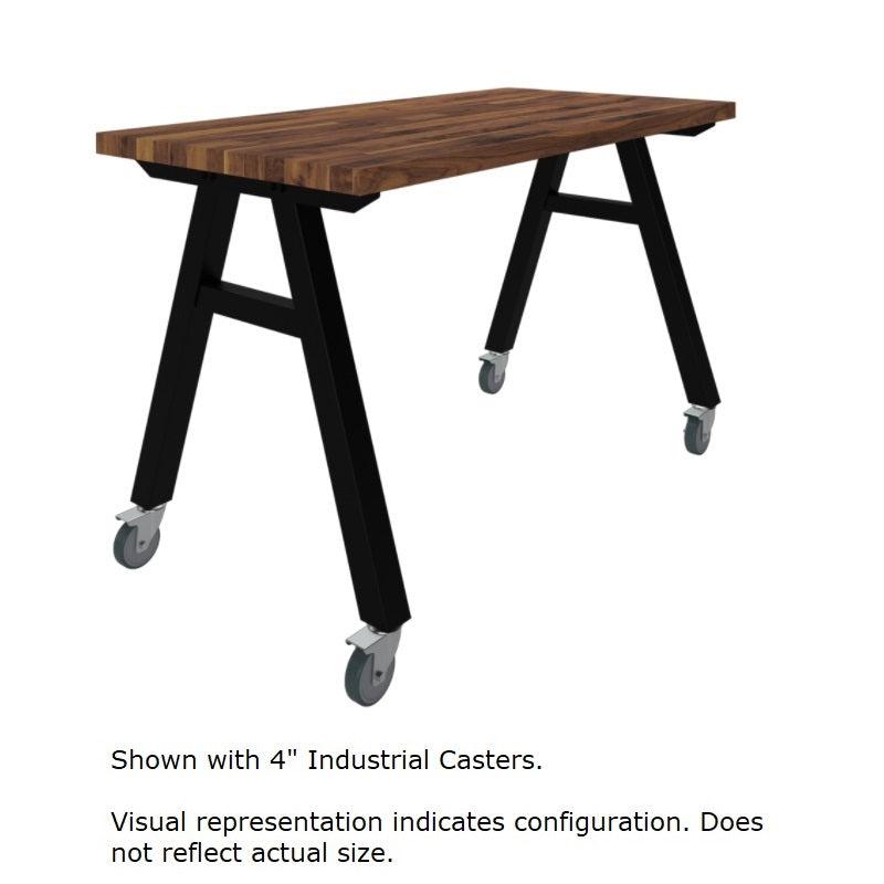 A-Frame Series Mobile Table, Walnut Butcherblock Top, 60" W x 36" D x 36" H