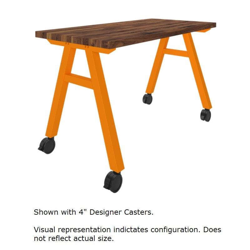 A-Frame Series Mobile Table, Walnut Butcherblock Top, 84" W x 30" D x 36" H