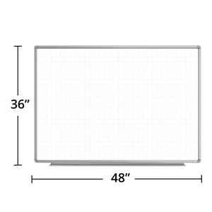 Wall-Mounted Magnetic Ghost Grid Whiteboard, 48" x 36"