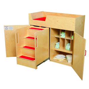 Deluxe Infant Care Center with Stairs with Red Treads and Cushion