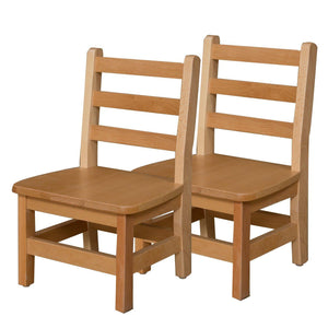 Wood Designs Hardwood Ladderback Chairs, Carton of 2-Chairs-10"-