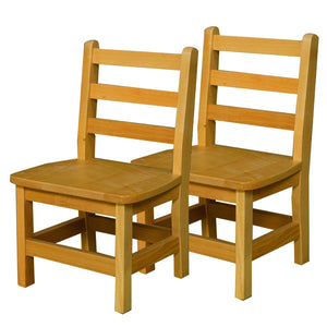 Wood Designs Hardwood Ladderback Chairs, Carton of 2-Chairs-11"-