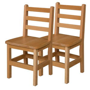 Wood Designs Hardwood Ladderback Chairs, Carton of 2-Chairs-14"-