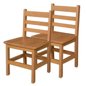 Wood Designs Hardwood Ladderback Chairs, Carton of 2-Chairs-15"-