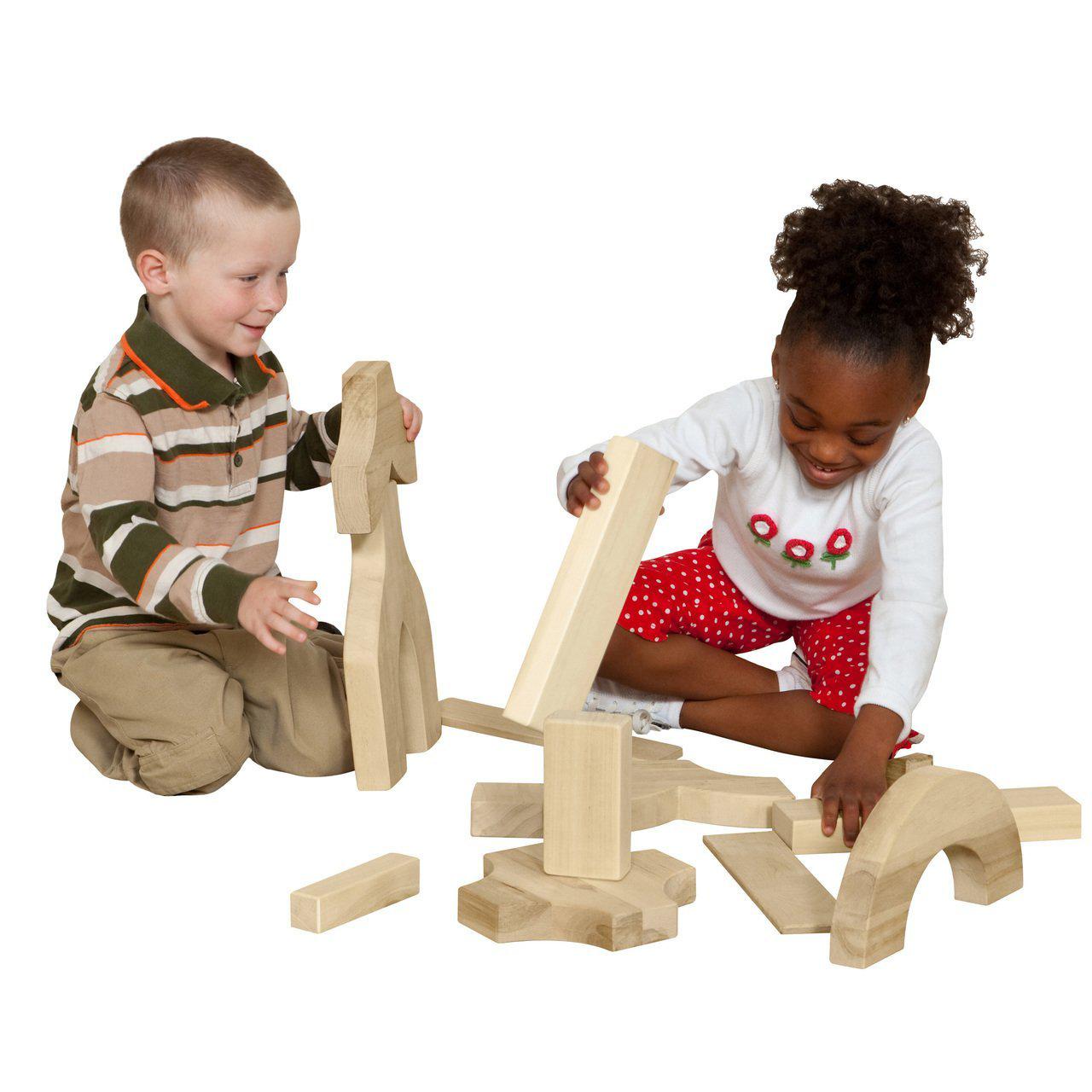 Wood Designs Kindergarten Blocks - 24 Shapes, 183 Pieces-Pre-School Furniture-