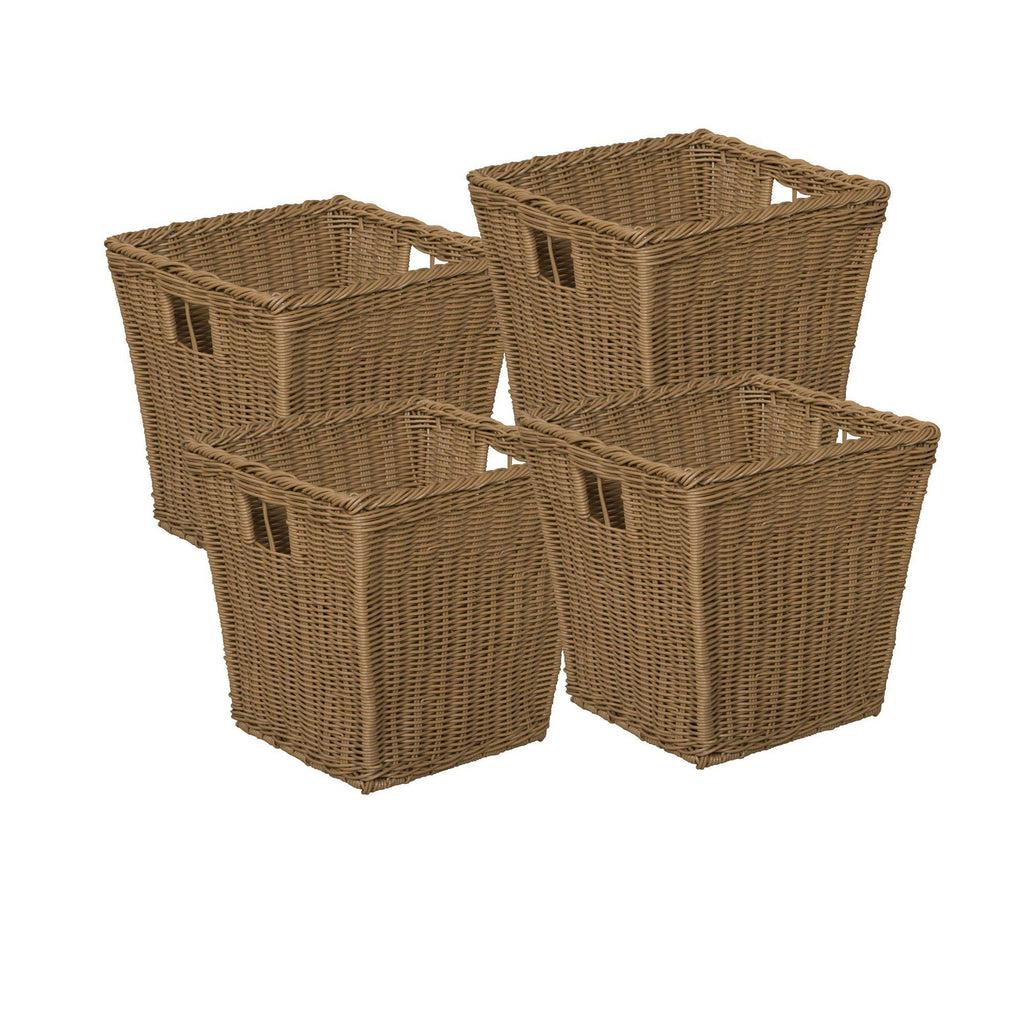 Large Plastic Wicker Basket- Set of 4 - NextGen Furniture, Inc.