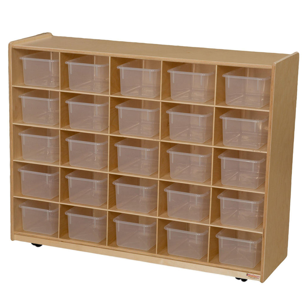 25 Cubby Mobile Tray Storage Cabinet, 5x5, Classroom Furniture