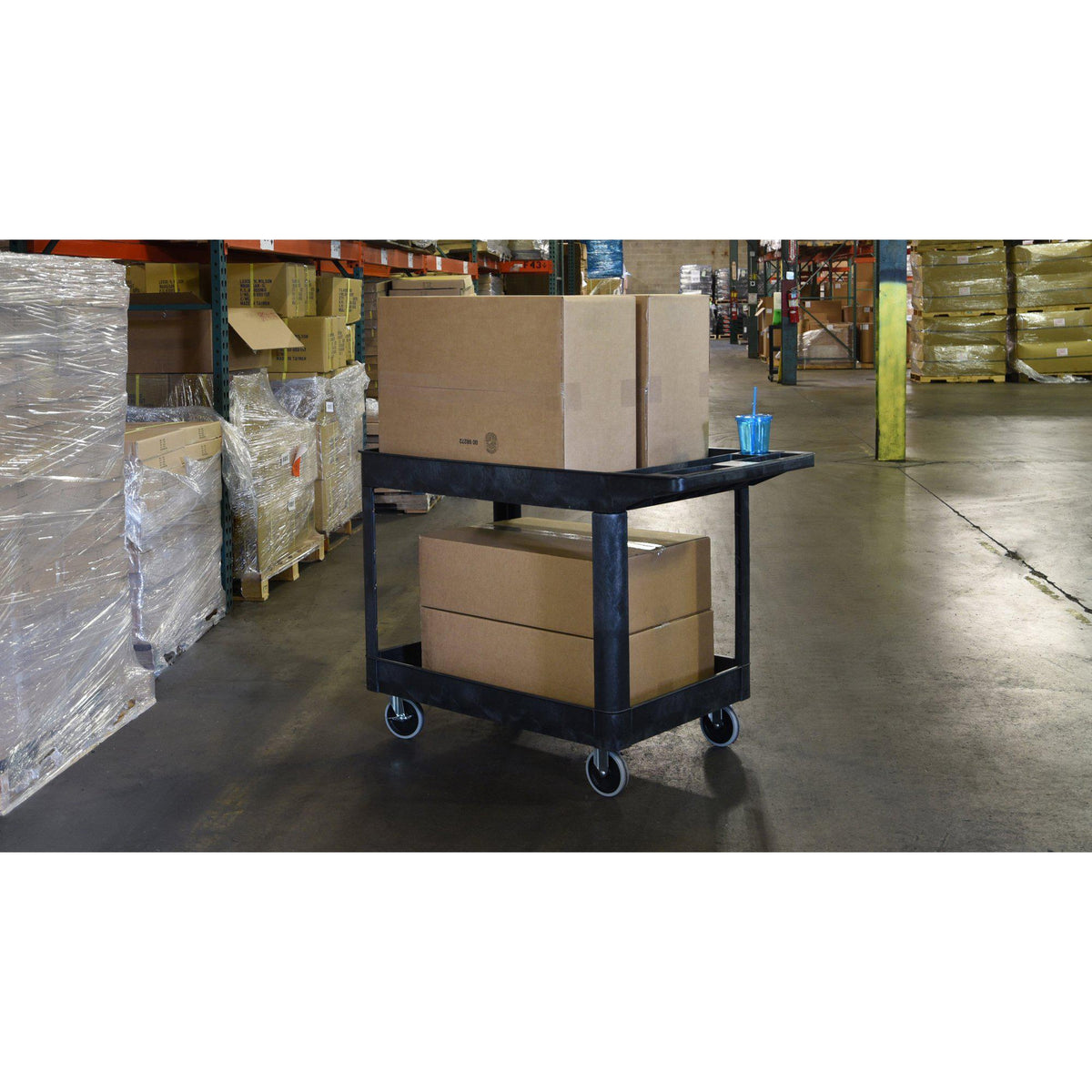 Two-Shelf Heavy-Duty Plastic Utility Cart