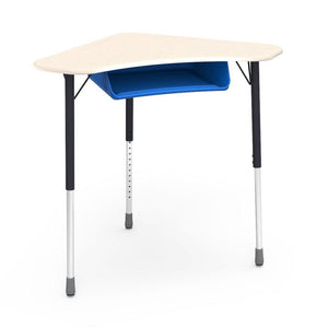 Zuma Series Adjustable-Height Desk with Hard Plastic Boomerang-Shape Top and Plastic Book Box-Desks-Fusion Maple-Char Black-Cobalt Blue