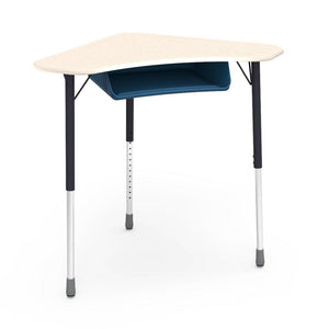 Zuma Series Adjustable-Height Desk with Hard Plastic Boomerang-Shape Top and Plastic Book Box-Desks-Fusion Maple-Char Black-Navy