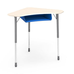Zuma Series Adjustable-Height Desk with Hard Plastic Boomerang-Shape Top and Plastic Book Box-Desks-Fusion Maple-Silver Mist-Cobalt Blue