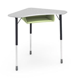 Zuma Series Adjustable-Height Desk with Hard Plastic Boomerang-Shape Top and Plastic Book Box-Desks-Grey Nebula-Char Black-Green Apple