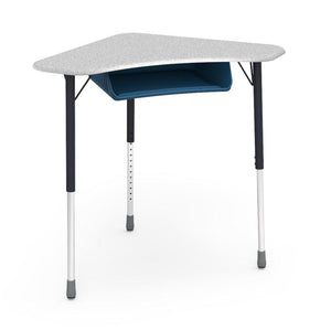 Zuma Series Adjustable-Height Desk with Hard Plastic Boomerang-Shape Top and Plastic Book Box-Desks-Grey Nebula-Char Black-Navy