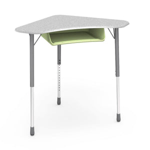 Zuma Series Adjustable-Height Desk with Hard Plastic Boomerang-Shape Top and Plastic Book Box-Desks-Grey Nebula-Silver Mist-Green Apple