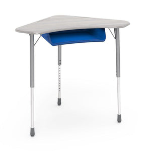 Zuma Series Adjustable-Height Desk with Hard Plastic Boomerang-Shape Top and Plastic Book Box-Desks-Looks Likatre-Silver Mist-Cobalt Blue