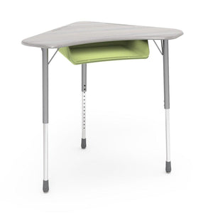 Zuma Series Adjustable-Height Desk with Hard Plastic Boomerang-Shape Top and Plastic Book Box-Desks-Looks Likatre-Silver Mist-Green Apple