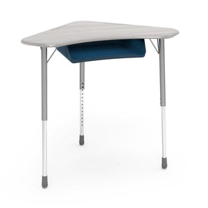 Zuma Series Adjustable-Height Desk with Hard Plastic Boomerang-Shape Top and Plastic Book Box-Desks-Looks Likatre-Silver Mist-Navy