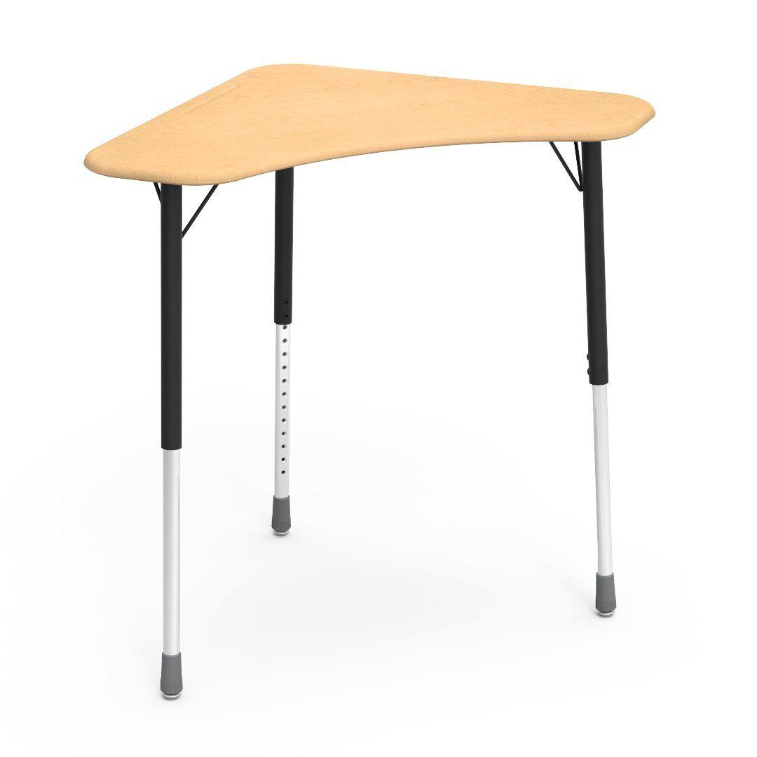 Zuma Series Adjustable-Height Desk with Hard Plastic Boomerang-Shape Top-Desks-Fusion Maple-Char Black-