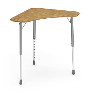 Zuma Series Adjustable-Height Desk with Hard Plastic Boomerang-Shape Top-Desks-Medium Oak-Silver Mist-